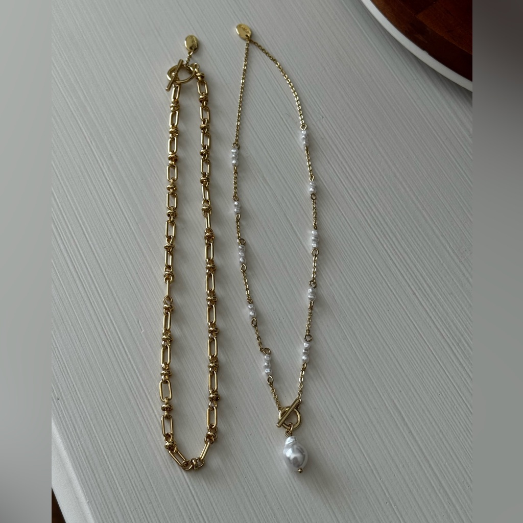 Aerie Gold Chain Necklace And Pearl Pendant Necklace - Women Jewelry